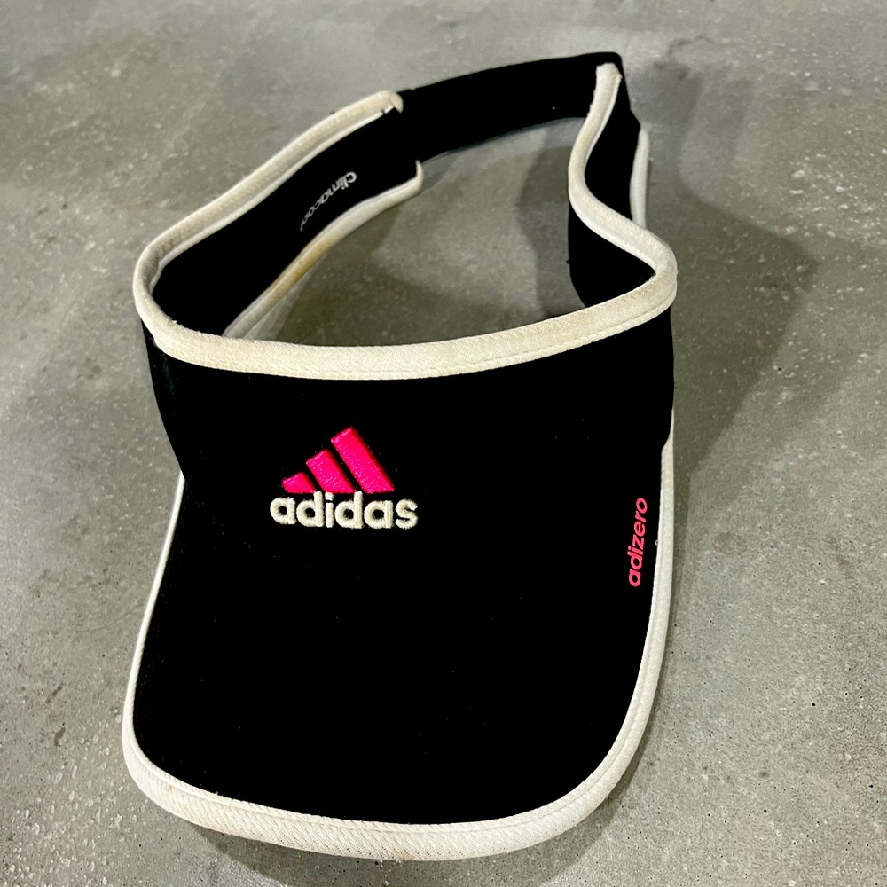 Black Adidas visor with white trim